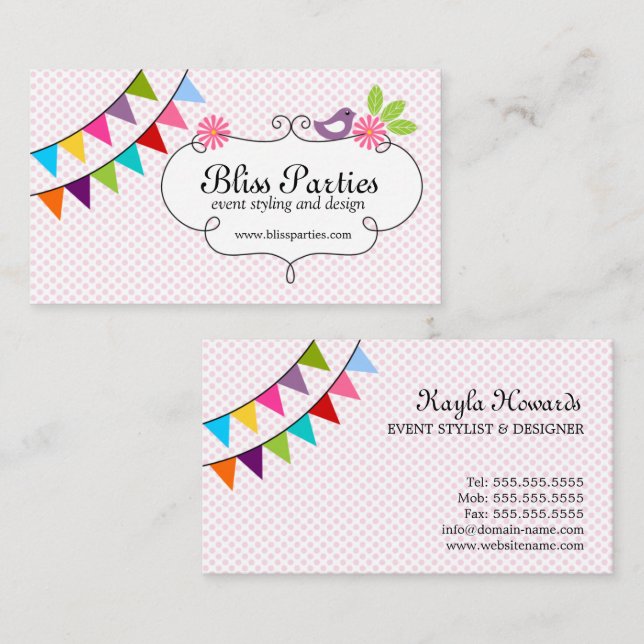 Whimsical Event Styling and Design Business Card (Front/Back)