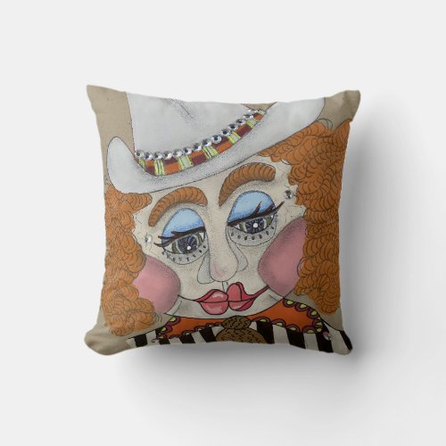 Whimsical Face Western Pleasure Horse Show Girl Throw Pillow