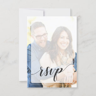 Whimsical Faded Photo Calligraphy Wedding RSVP Card