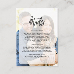 Whimsical Faded Photo Geometric Wedding Details Enclosure Card