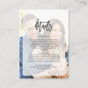 Whimsical Faded Photo Geometric Wedding Details Enclosure Card