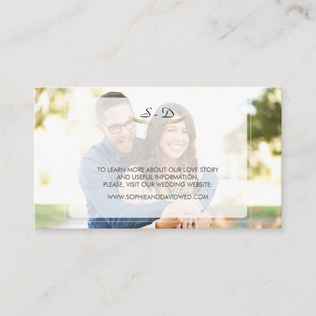 Whimsical Faded Photo Wedding Website Business Card (Front)