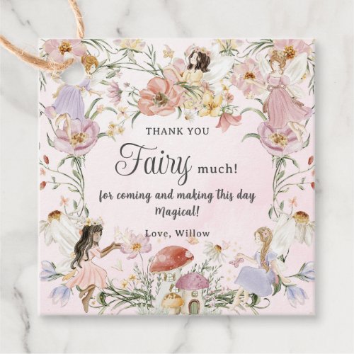 Whimsical Fairies Birthday Flower Garden Meadow Favor Tags