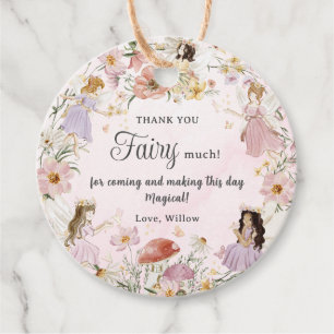 Whimsical Fairies Birthday Flower Garden Meadow Favor Tags