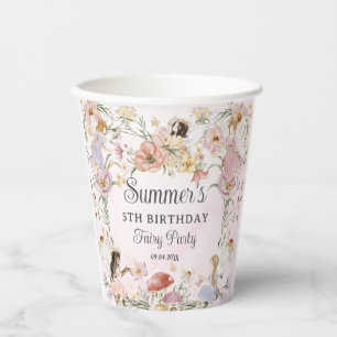 Whimsical Fairies Birthday Flower Garden Meadow Paper Cups