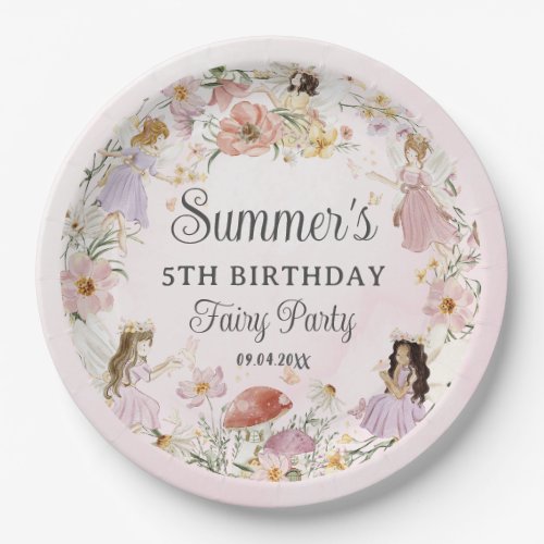 Whimsical Fairies Birthday Flower Garden Meadow Paper Plates