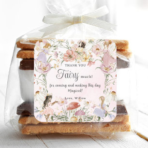 Whimsical Fairies Birthday Flower Garden Meadow Square Sticker