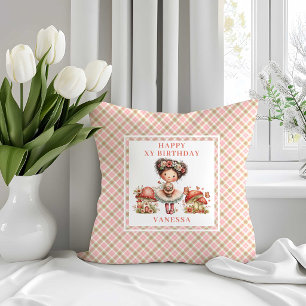 Whimsical Fairy 1st Birthday Blush Flowers Pillow