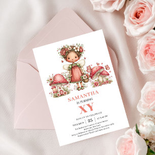 Whimsical Fairy 1st Birthday Pink Floral Invitatio Invitation