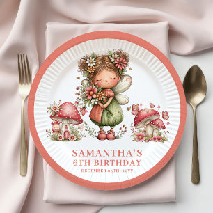 Whimsical Fairy 1st Birthday Pink Floral Paper  Plates