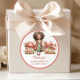Whimsical Fairy 3rd Birthday Floral Thank You Classic Round Sticker