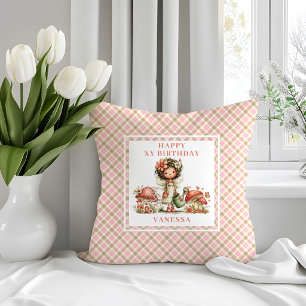 Whimsical Fairy 3rd Birthday Floral Throw Pillow