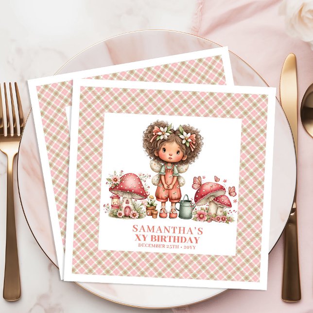 Whimsical Fairy 3rd Birthday Mushroom Paper Napkin (Whimsical Fairy 3rd Birthday Mushroom Paper Napkins)