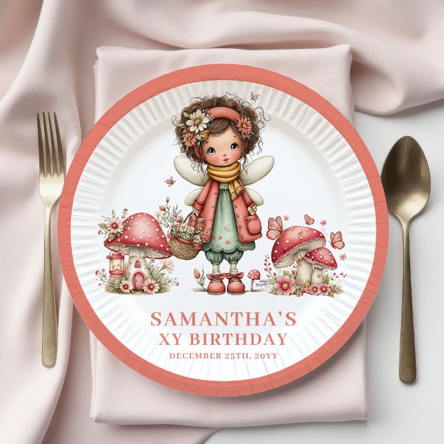 Whimsical Fairy 4th Birthday Blush Flowers Plates (Whimsical Fairy 4th Birthday Blush Flowers Plates)