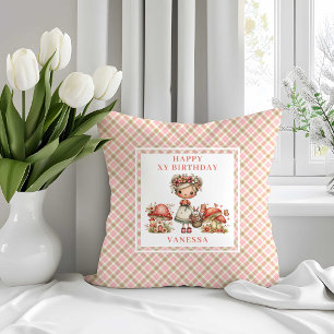 Whimsical Fairy 7th Birthday Blush Pink Pillow