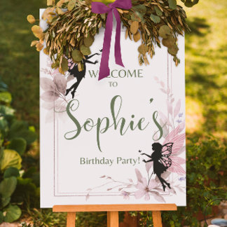 Whimsical fairy birthday party welcome foam board