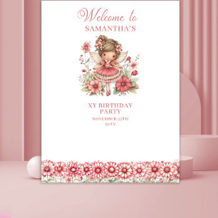 Whimsical Fairy Blush Flowers 4 Birthday Backdrop