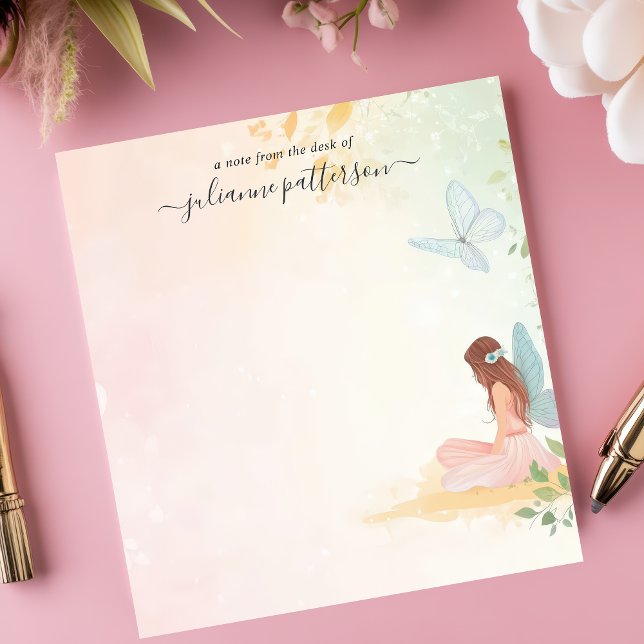 Whimsical Fairy Butterfly Garden Personalized Name Notepad (Creator Uploaded)