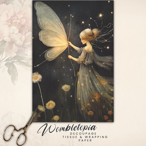 Whimsical Fairy  Butterfly Magical Decoupage Art Tissue Paper