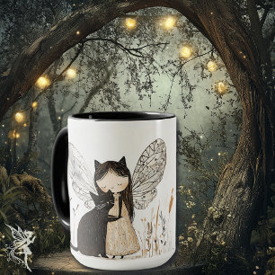 Whimsical Fairy & Cat Birthday Personalized Gift Mug