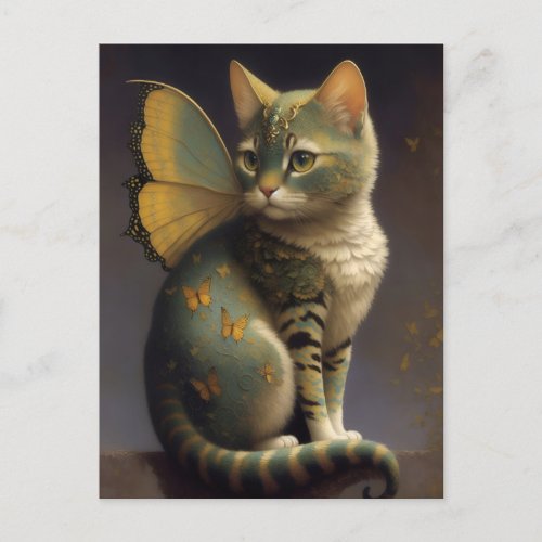 Whimsical Fairy Cat Postcard