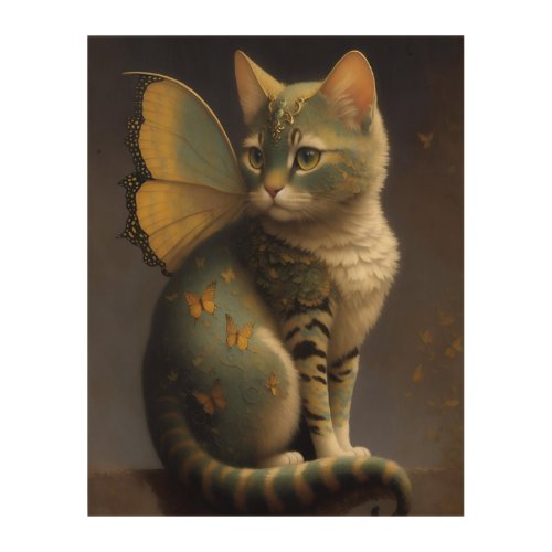 Whimsical Fairy Cat Wood Wall Art