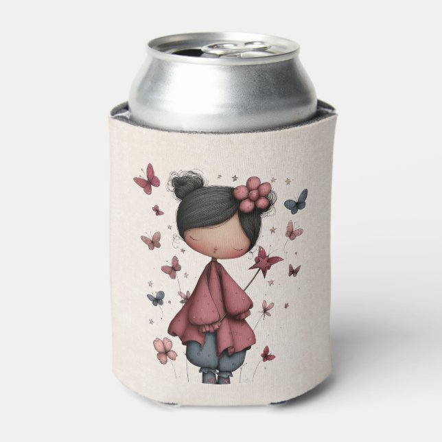 Whimsical Fairy Doll Retro Cute Can Cooler (Can Front)