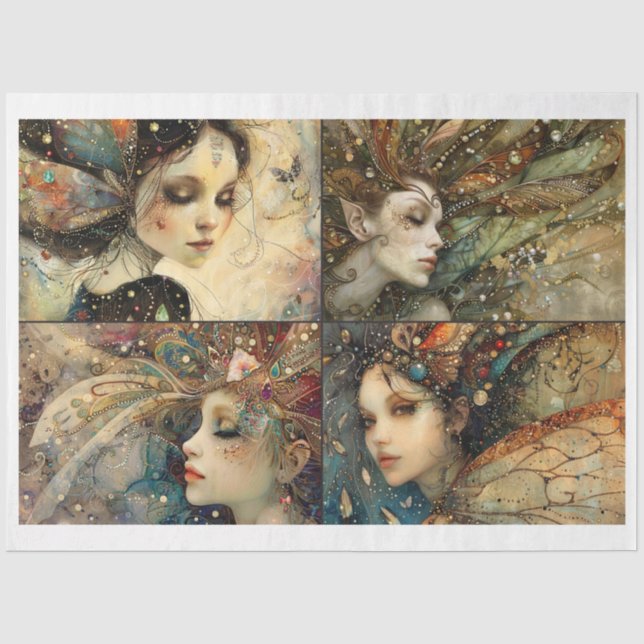 Whimsical Fairy Faces Scrapbooking Mixed Media 2 Tissue Paper (Front)
