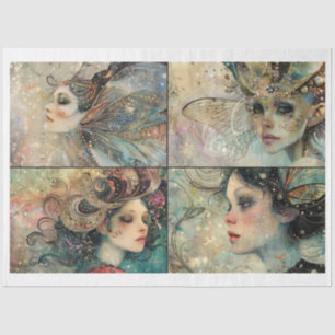 Whimsical Fairy Faces Scrapbooking Mixed Media 3 Tissue Paper