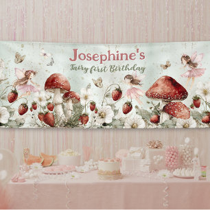 whimsical fairy first birthday custom long banner