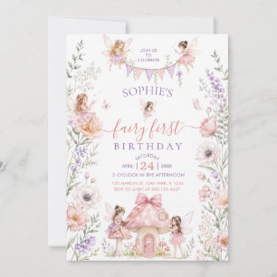 Whimsical Fairy First Birthday Enchanted forest Invitation