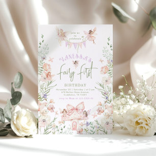 Whimsical Fairy First Birthday Enchanted forest Invitation