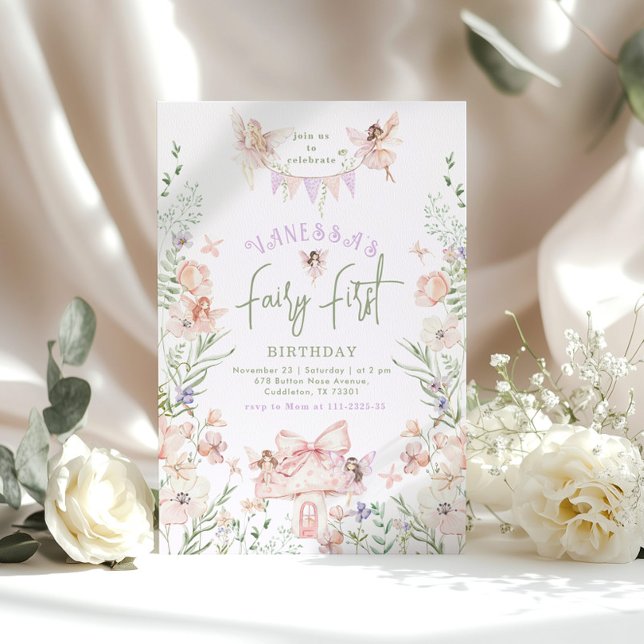 Whimsical Fairy First Birthday Enchanted forest Invitation (Creator Uploaded)