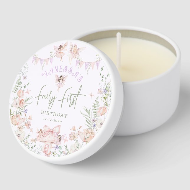 Whimsical Fairy First Birthday Enchanted garden Mini Candle Favors (Corner)