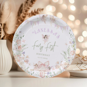Whimsical Fairy First Birthday Enchanted garden Paper Plates
