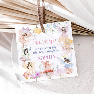 Whimsical Fairy First Birthday Party Square Favor Tags