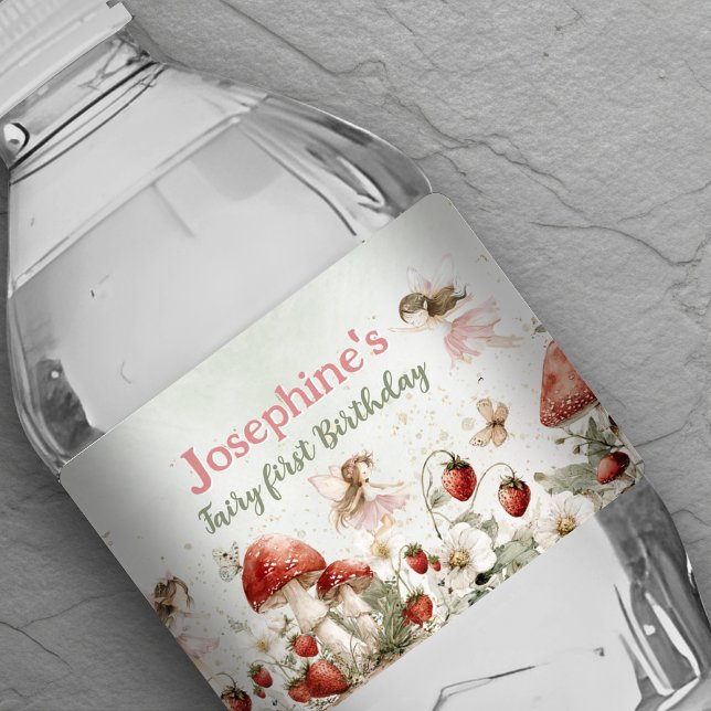 whimsical fairy first birthday water bottle label (Creator Uploaded)