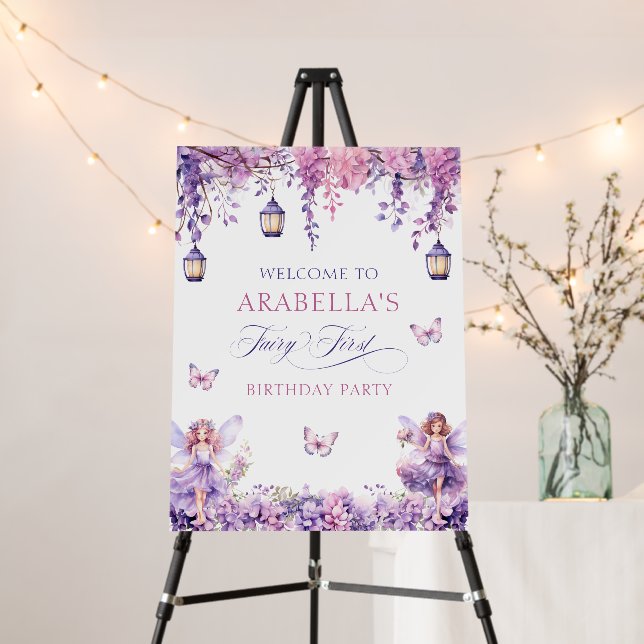 Whimsical Fairy First Birthday Welcome Foam Board (In Situ (Stand))