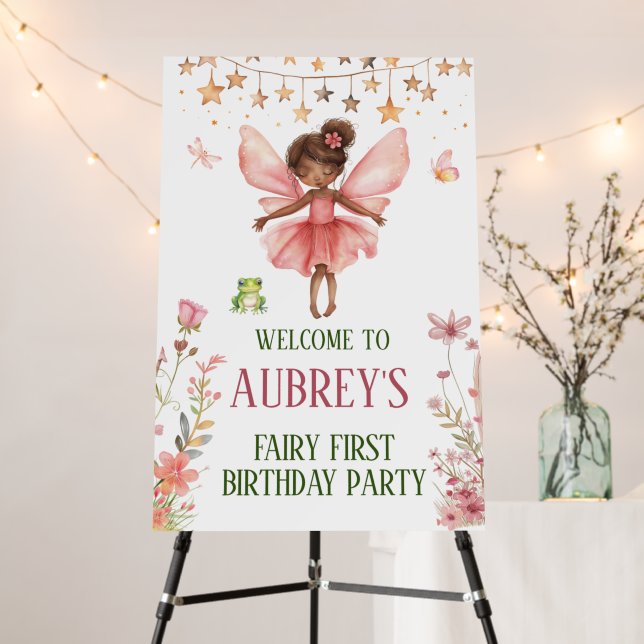 Whimsical Fairy First Birthday Welcome Sign (In Situ (Stand))