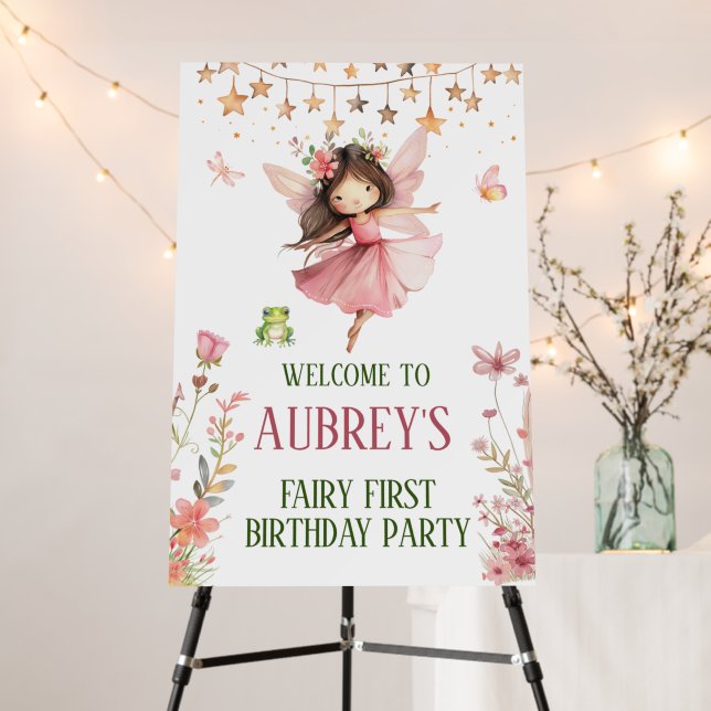 Whimsical Fairy First Birthday Welcome Sign (In Situ (Stand))