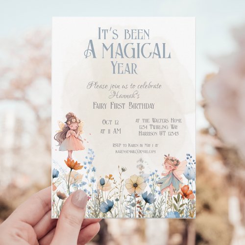 Whimsical Fairy First Magic Birthday Invitation