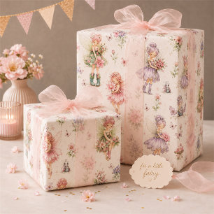 Whimsical Fairy Flower Garden Pink and Purple Wrapping Paper Sheets