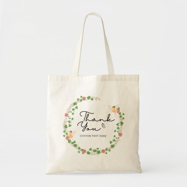 Whimsical Fairy Flower Wreath Thank You Teacher Tote Bag (Front)