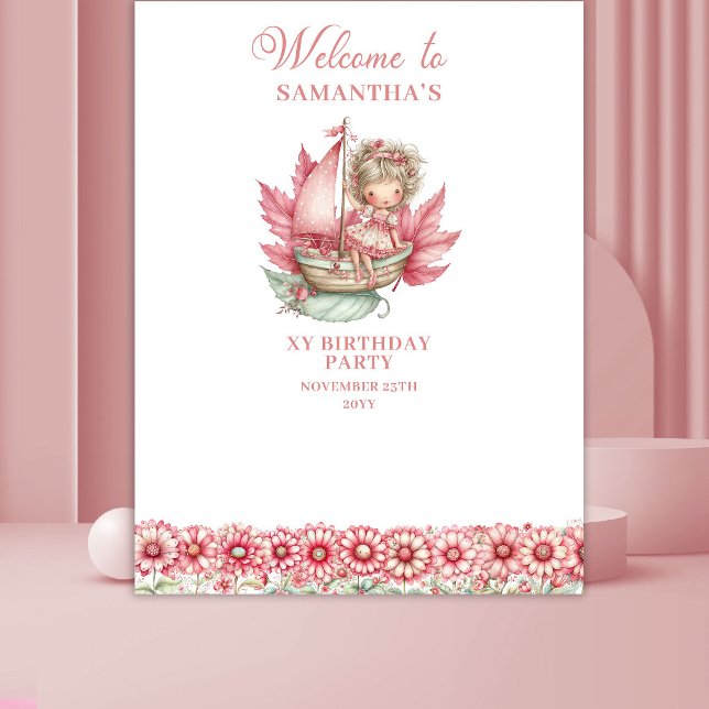 Whimsical Fairy Flowers 5th Birthday Backdrop (Whimsical Fairy Flowers 5th Birthday Backdrop)