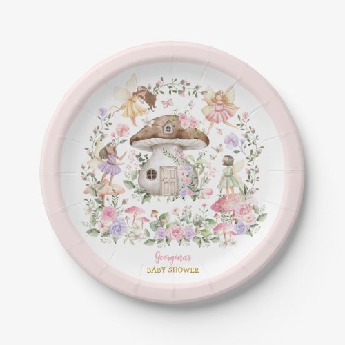 Whimsical Fairy Forest Garden Girl Baby Shower Paper Plates