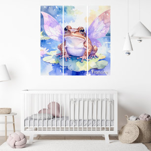 Whimsical Fairy Frog Nursery Name Sign Wall Art