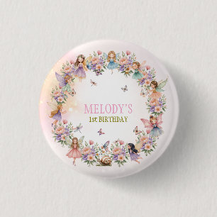 Whimsical fairy garden 1st birthday  button