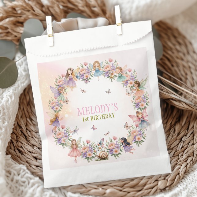 Whimsical fairy garden 1st birthday  favor bag (Creator Uploaded)