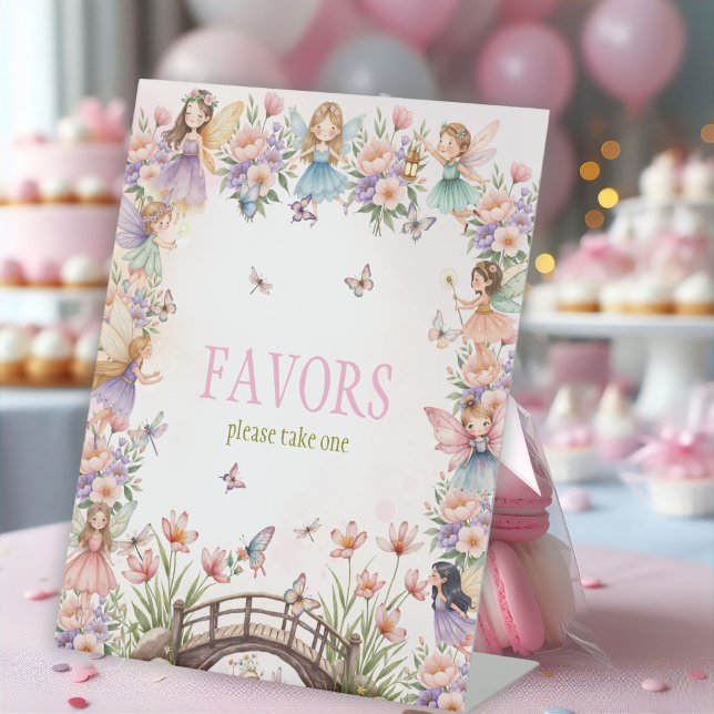 Whimsical fairy garden 1st birthday Favors Pedestal Sign (Creator Uploaded)