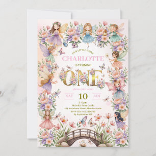 Whimsical fairy garden 1st birthday Invitation